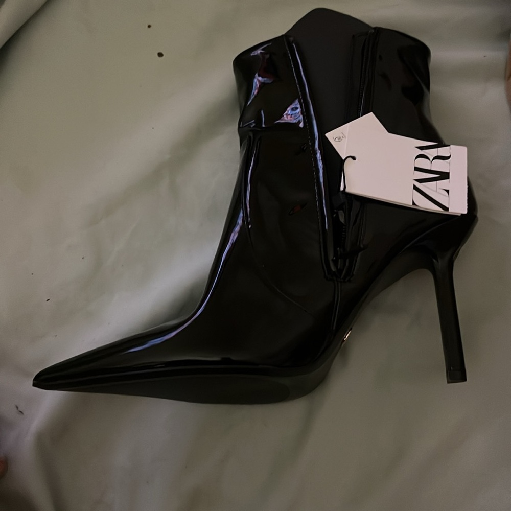 Zara new patent boots heels